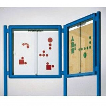 Info-Vitrine, freistehend, 107 cm hoch, 107x13 cm (B/T), Rückwand Stoff Info-Vitrine, freistehend, 107 cm hoch, 107x13 cm (B/T), Rückwand Stoff
